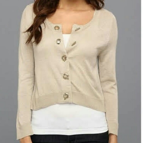 Calvin Klein Sweaters - Calvin Klein Gold Shimmer Cropped Cardigan Shrug
